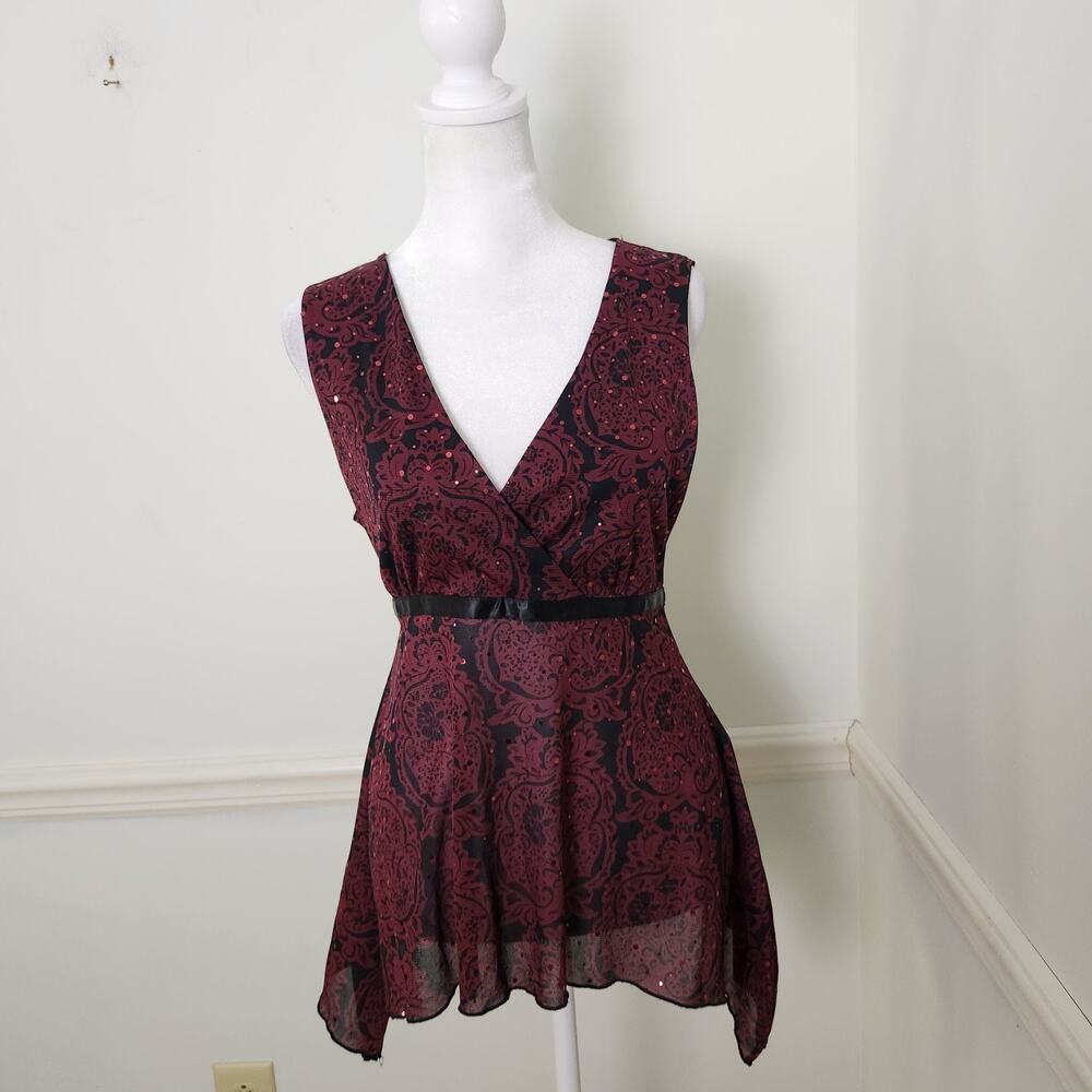 FLAW Vtg 90s Y2K Hot Tempered Tank Top Cami Large Babydoll Fairy Grunge Sequin